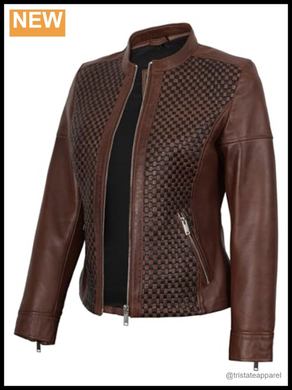 Women's Real Lambskin Leather Cafe Racer Jacket Moto Biker